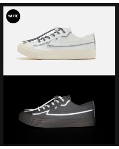 Warrior x Light Wave Low Foundation Reflective Canvas Shoes-White/Gray