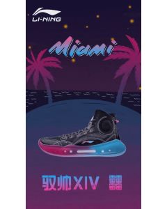 Li-Ning YuShuai 14 “䨻” Miami Night Men’s High Basketball Shoes - Black/Blue/Pink