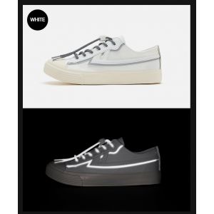 Warrior x Light Wave Low Foundation Reflective Canvas Shoes-White/Gray