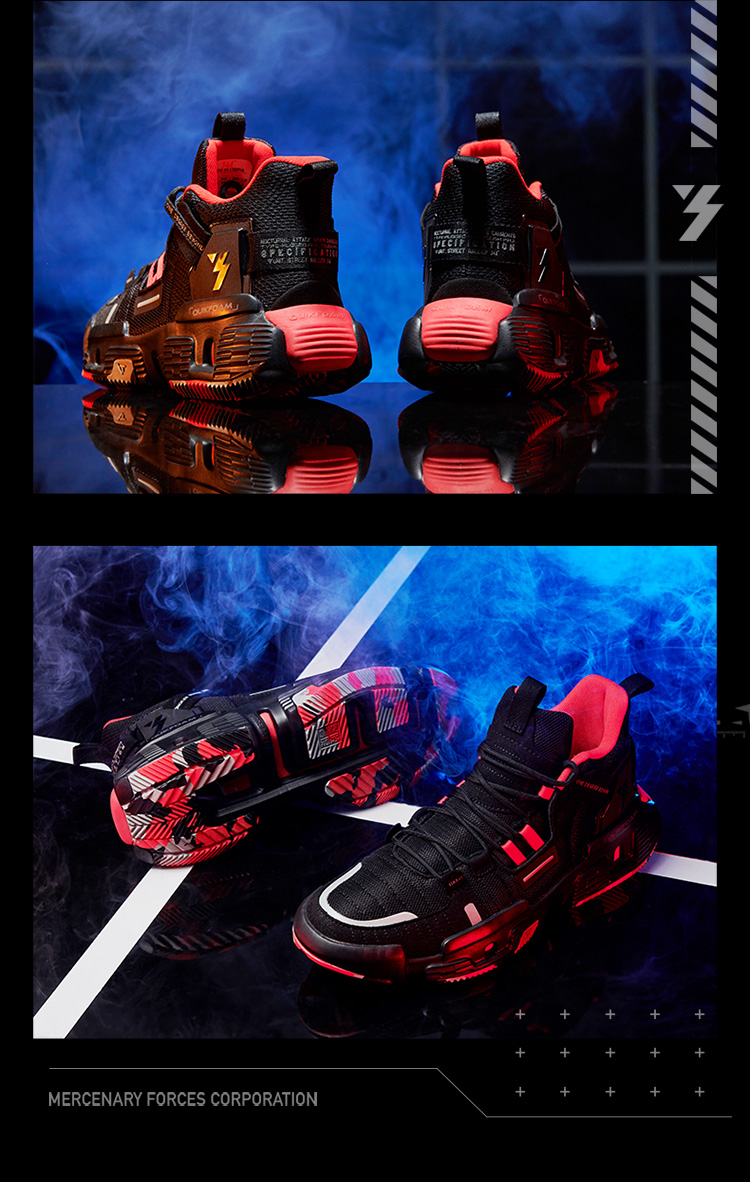 361° x Fire Line Shoes「CF Joint Name - Latency」Men's Low Basketball Shoes - Meteorite black/Hot red“黑曜骑兵”