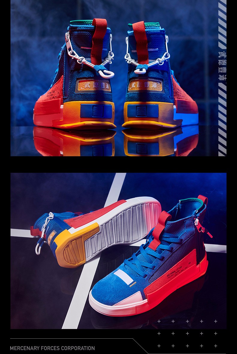 361° x Fire Line Shoes「CF Joint Name - Medal 」Men's High Basketball Shoes - Tooling blue/ Hot red 